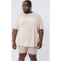 Mens Plus Oversize High Build T-Shirt - Beige - XXL, Beige von boohooman