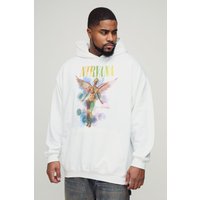 Plus Oversize Hoodie mit lizenziertem Nirvana-Print - Weiß - XXXXXL, Weiß von boohooman