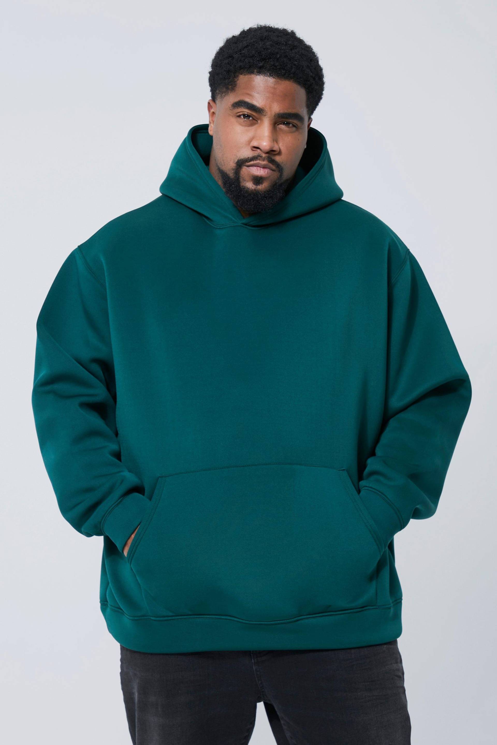 Mens Plus Oversize Scuba Hoodie - Grün - XXXXL, Grün von boohooman