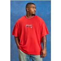 Mens Plus Oversize T-Shirt mit Bär-Print - Rot - XXXL, Rot von boohooman