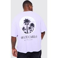 Mens Plus Oversize T-Shirt mit Monte Carlo-Print - Lila - XXXL, Lila von boohooman