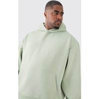 Mens Plus Oversized Boxy Embossed Scuba Hoodie - Grün - XXL, Grün von boohooman