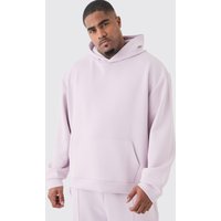 Mens Plus Oversized Boxy Scuba Hoodie - Lila - XXL, Lila von boohooman