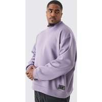 Mens Plus Oversized Boxy Scuba Sweatshirt - Lila - XXL, Lila von boohooman