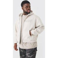 Mens Plus Oversized Boxy Worldwide Zip Through Hoodie - Grau - XXL, Grau von boohooman