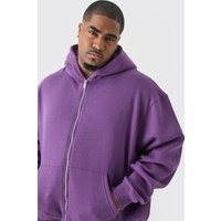 Mens Plus Oversized Boxy Zip Through Hoodie - Lila - XXXXL, Lila von boohooman