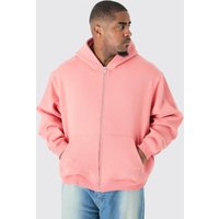 Mens Plus Oversized Boxy Zip Through Hoodie - Orange - XXL, Orange von boohooman