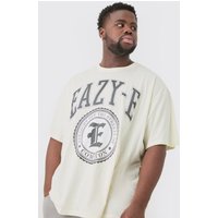 Mens Plus Oversized Eazy-e License T-shirt Ecru - XXXL, Ecru von boohooman