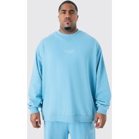 Mens Plus Oversized Extended Neck Heavyweight Sweatshirt - Blau - XXXL, Blau von boohooman