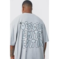 Mens Plus Oversize T-Shirt mit Print - Grau - XXXXXL, Grau von boohooman