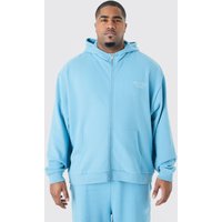 Mens Plus Oversized Heavyweight Zip Thru Hoodie - Blau - XXL, Blau von boohooman