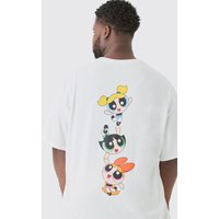 Mens Plus Oversized Powerpuff Girls License T-shirt White - Weiß - XXL, Weiß von boohooman