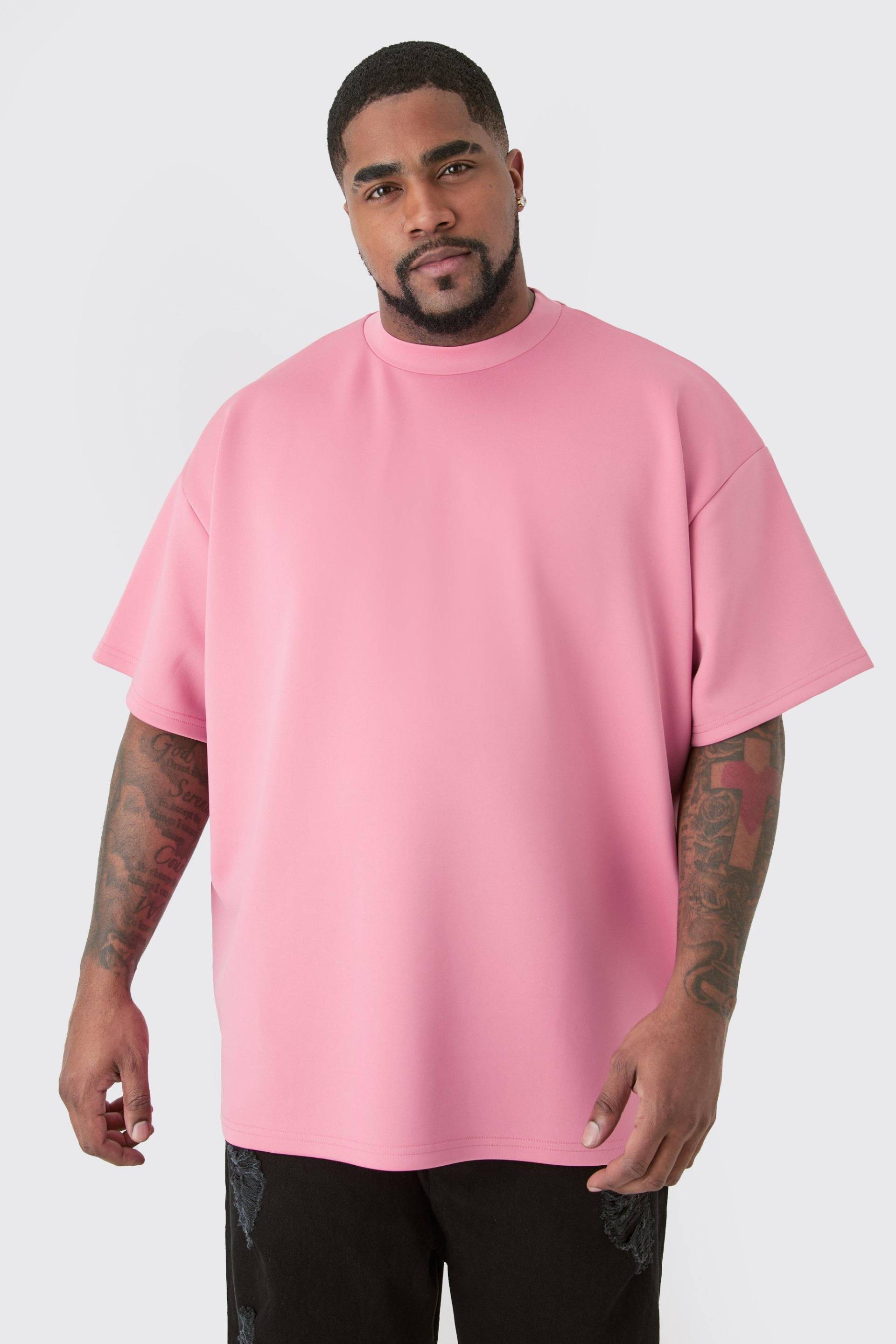 Mens Plus Oversized Scuba T-shirt - Rosa - XXXXXL, Rosa von boohooman