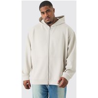 Mens Plus Oversized Zip Through Scuba Hoodie - Grau - XXL, Grau von boohooman