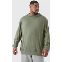 Mens Plus Premium Modal Mix Lounge Hoodie - Khaki - XXXL, Khaki von boohooman