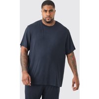 Mens Plus Premium Modal Mix Lounge T-shirt - Schwarz - XXXL, Schwarz von boohooman