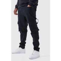 Plus Skinny Stretch Cargo-Jeans - Schwarz - 44, Schwarz von boohooman