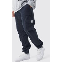 Mens Plus Slim-Fit Cargo-Jogginghose mit elastischem Bund und Schnalle - Schwarz - XXL, Schwarz von boohooman