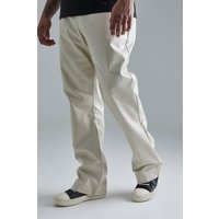 Mens Plus Slim Flare Pu Tailored Trouser - Grau - 44, Grau von boohooman