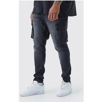 Mens Plus Super Skinny Cargo-Jeans - Schwarz - 42, Schwarz von boohooman