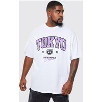 Mens Plus T-Shirt mit Tokyo-Print - Weiß - XXL, Weiß von boohooman