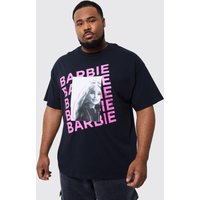 Mens Plus T-Shirt mit lizenziertem Barbie-Print - Schwarz - XXXL, Schwarz von boohooman