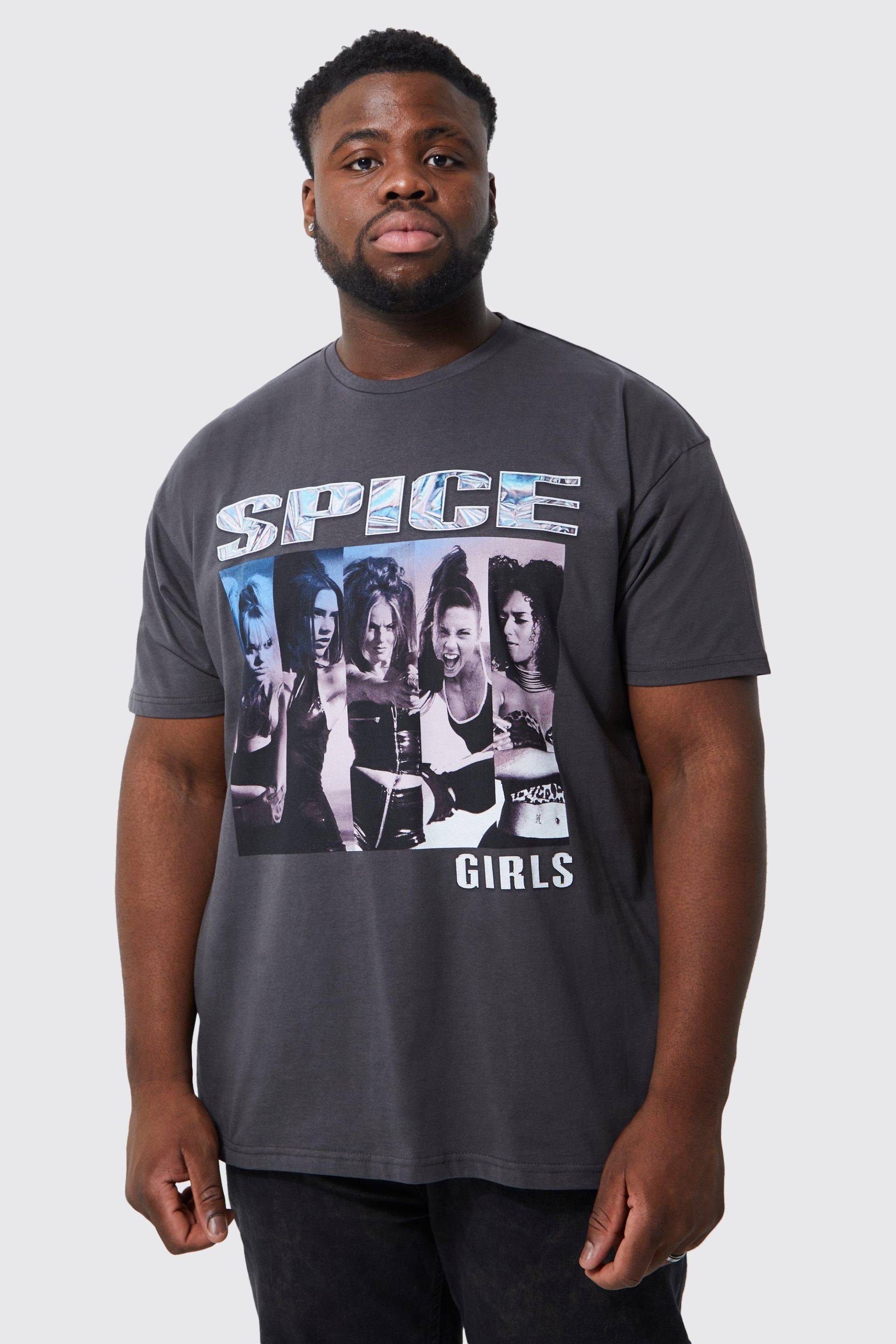 Mens Plus T-Shirt mit lizenziertem Spice Girls Print - Grau - XXXL, Grau von boohooman