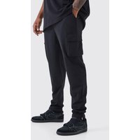 Mens Plus elastische leichte Stretch Skinny Cargo-Hose - Schwarz - XXL, Schwarz von boohooman