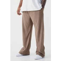 Mens Plus gerippte Ottoman Jogginghose mit geradem Bein - Taupe - XXL, Taupe von boohooman