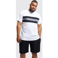 Mens Plus langes Colorblock T-Shirt - Weiß - XXXL, Weiß von boohooman