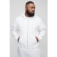 Plus weißer Basic Hoodie mit Reißverschluss - XXL, Weiß von boohooman
