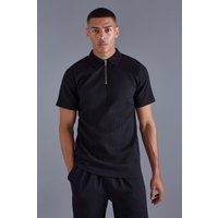 Mens Poloshirt mit Reißverschluss - Schwarz - M, Schwarz von boohooman