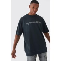 Premium Oversize T-Shirt mit Stickerei - Schwarz - XS, Schwarz von boohooman