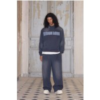 Graue Premium Jogginghose mit weitem Bein und Applikation - M, Grau von boohooman