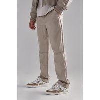 Mens PU-Anzughose mit geradem Bein - Grau - 32R, Grau von boohooman