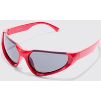 Mens Racer Half Rimless Sunglasses - Rot - ONE SIZE, Rot von boohooman