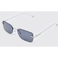 Mens Rahmenlose eckige Sonnenbrille - Silber - ONE SIZE, Silber von boohooman