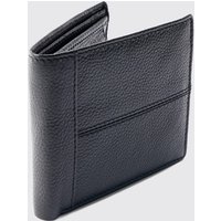 Mens Real Leather Seam Detail Wallet In Black - Schwarz - ONE SIZE, Schwarz von boohooman