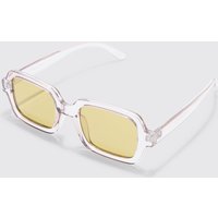 Mens Rectangular Clear Plastic Sunglasses - Grau - ONE SIZE, Grau von boohooman