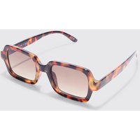 Mens Rectangular Tortoise Shell Sunglasses - Braun - ONE SIZE, Braun von boohooman