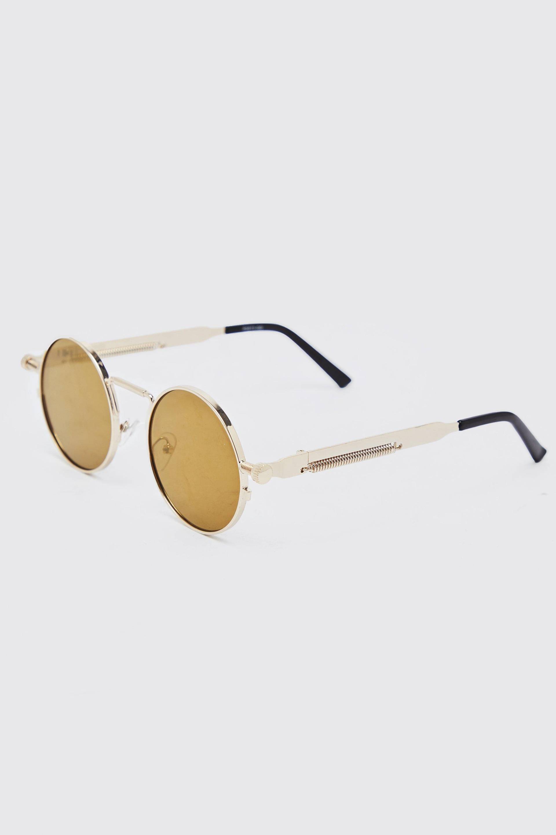 Mens Recycelte Vintage-Sonnenbrille - Gold - ONE SIZE, Gold von boohooman