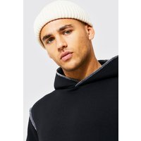 Mens Recycelte gerippte Micro-Beanie - Ecru - ONE SIZE, Ecru von boohooman