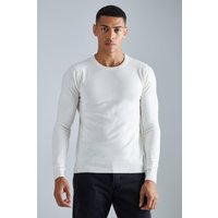 Mens Recycelter Rundhals-Pullover - Creme - M, Creme von boohooman