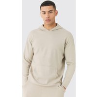 Mens Regular Fit Knitted Hoodie - Grau - S, Grau von boohooman