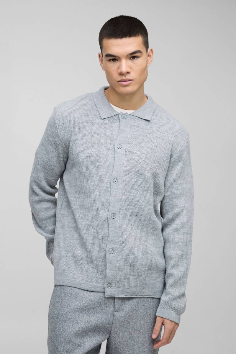 Gestricktes Hemd - Grau - XS, Grau von boohooman