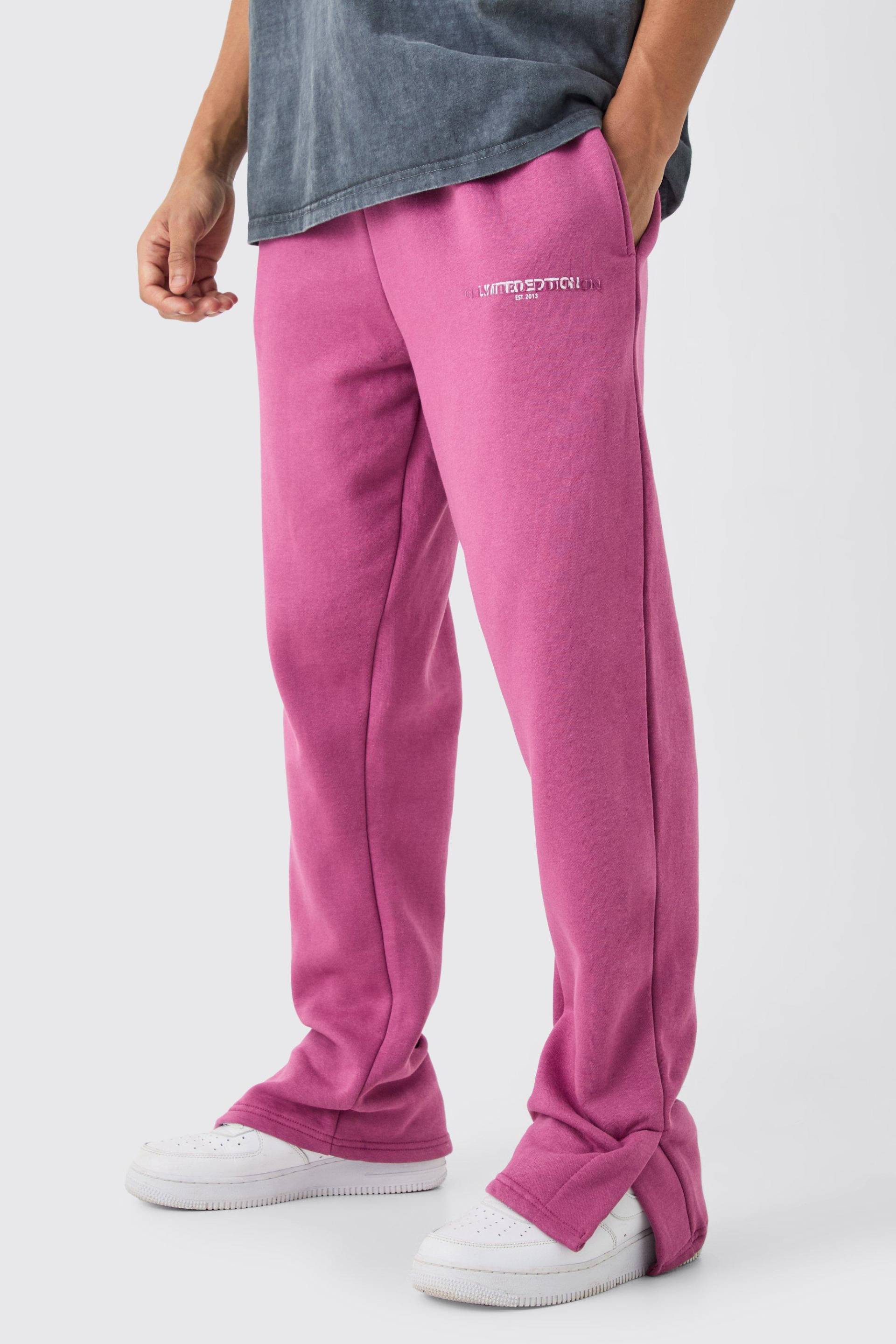 Mens Regular Fit Split Hem Limited Jogger - Rosa - M, Rosa von boohooman