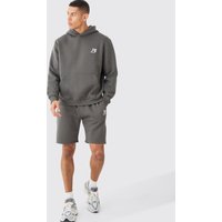 Mens Regular Hoodie And Gusset Shorts Set - Grau - M, Grau von boohooman