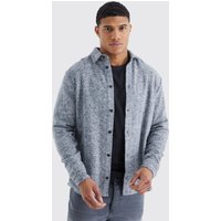 Mens Langärmliges Jacquard-Hemd - Schwarz - L, Schwarz von boohooman