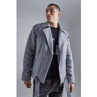 Mens Melton Bikerjacke - Grau - L, Grau von boohooman