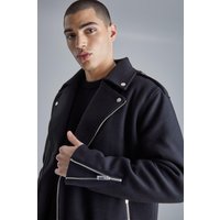 Mens Melton Bikerjacke - Schwarz - M, Schwarz von boohooman